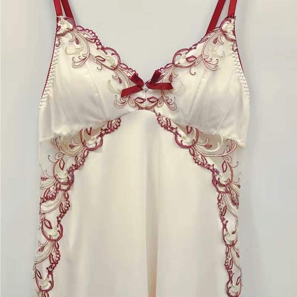 Lace Slip Dress, Deep V Backless Bow Tie Babydoll